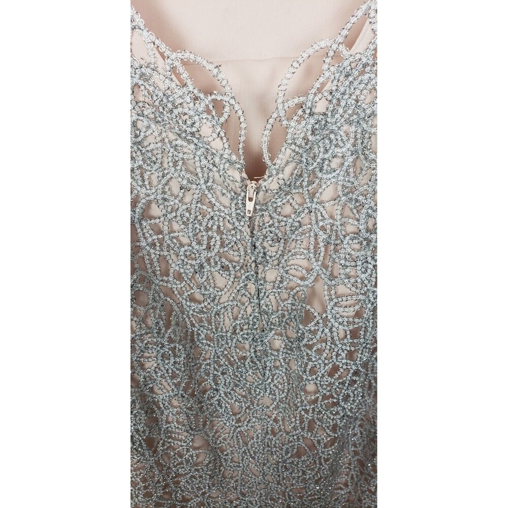 B. Darlin Dress Maxi Long Gown 10 Silver Lace Slit Prom New Years Party Holiday - Picture 4 of 8